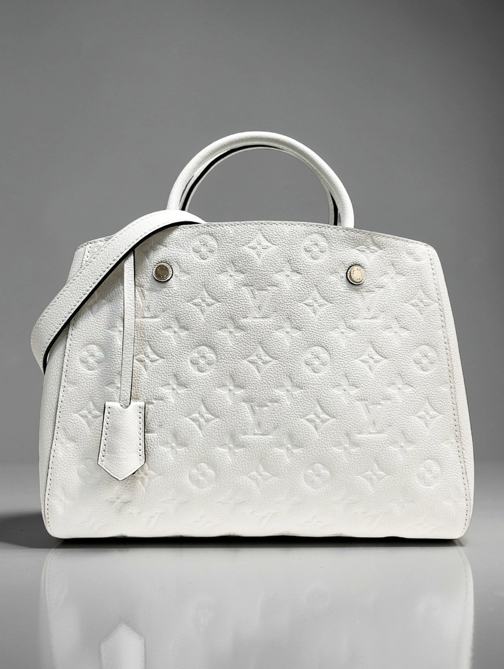 Louis Vuitton Montaigne MM Monogram Empreinte White Leather Satchel Shoulder Bag